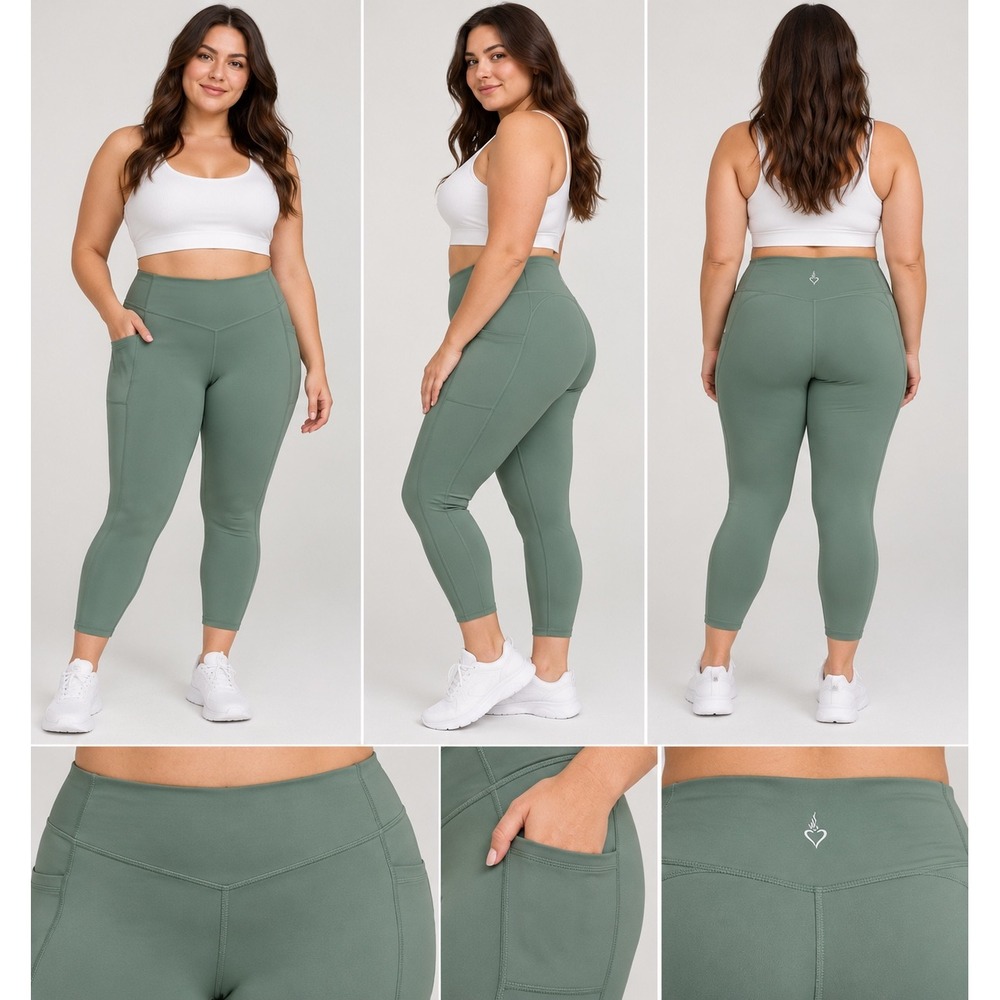 Torrid Leggings Womens 1 Green Athleisure Minimalist High Waist Pockets Active